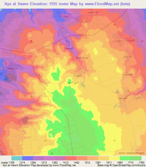 `Ayn al Hawm,Syria Elevation Map