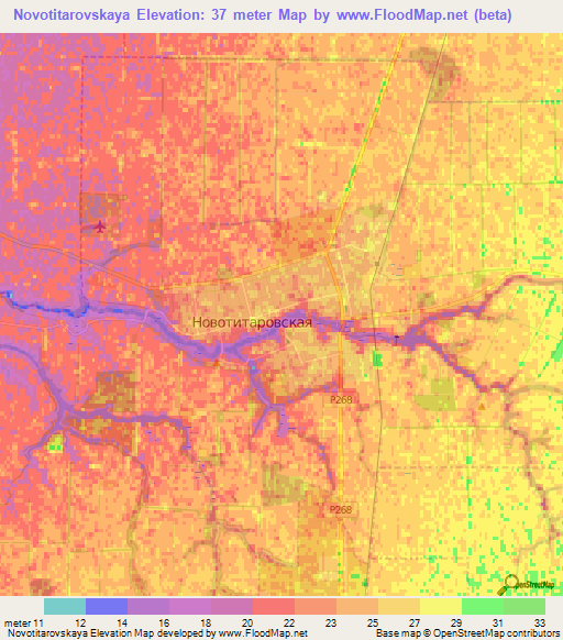 Novotitarovskaya,Russia Elevation Map