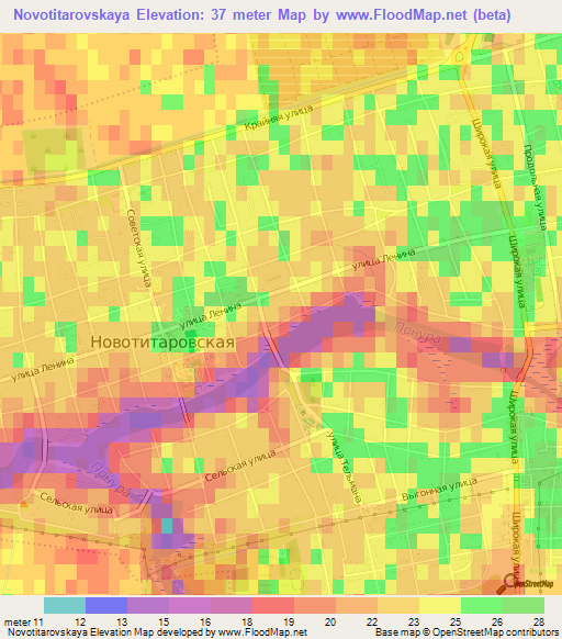 Novotitarovskaya,Russia Elevation Map