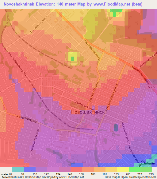 Novoshakhtinsk,Russia Elevation Map