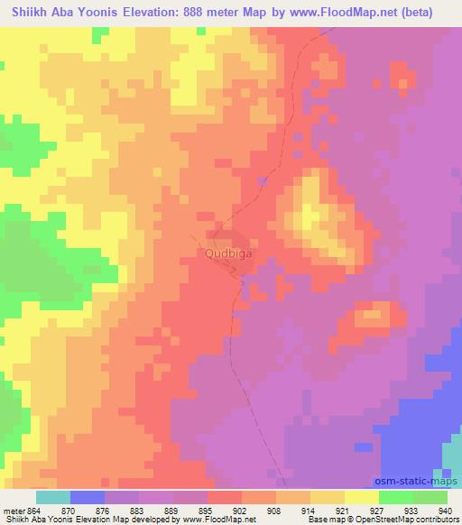 Shiikh Aba Yoonis,Somalia Elevation Map