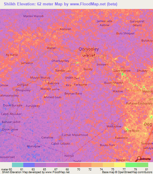 Shiikh,Somalia Elevation Map