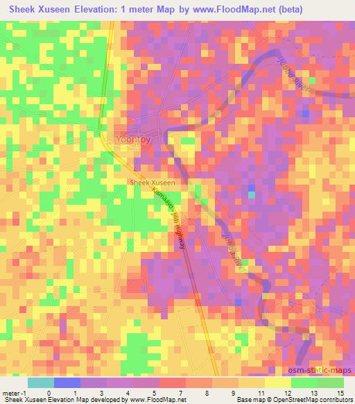 Sheek Xuseen,Somalia Elevation Map