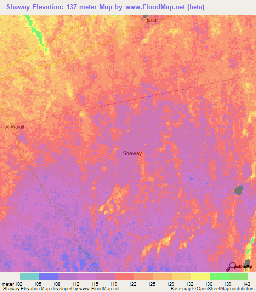 Shaway,Somalia Elevation Map
