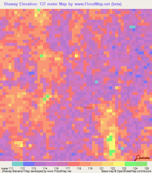 Shaway,Somalia Elevation Map