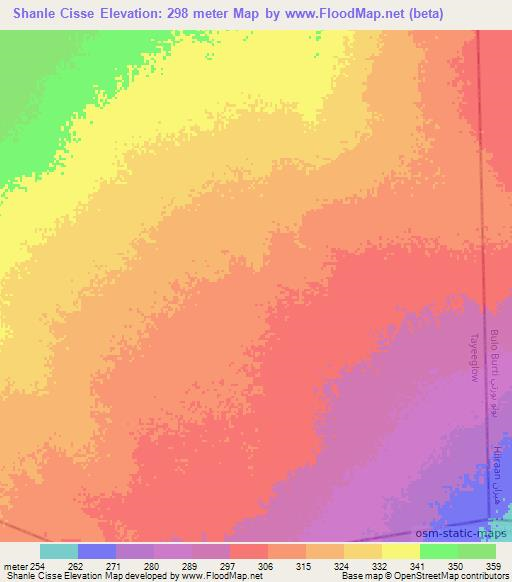 Shanle Cisse,Somalia Elevation Map