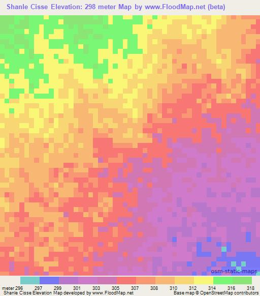 Shanle Cisse,Somalia Elevation Map