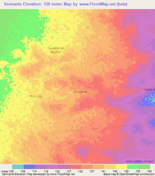 Sermanle,Somalia Elevation Map