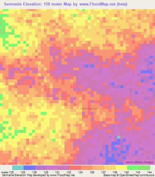 Sermanle,Somalia Elevation Map