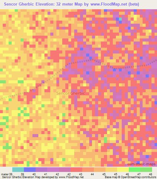 Sencor Gherbic,Somalia Elevation Map