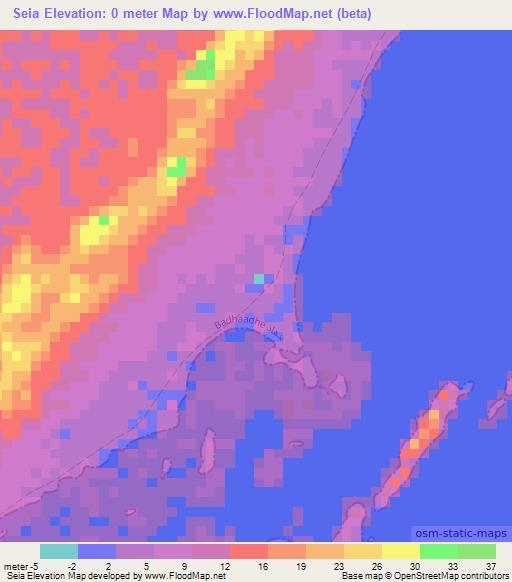 Seia,Somalia Elevation Map