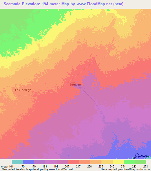 Seemade,Somalia Elevation Map