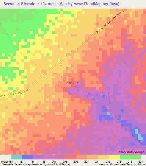 Seemade,Somalia Elevation Map