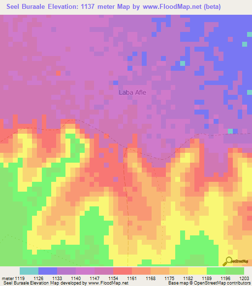 Seel Buraale,Somalia Elevation Map