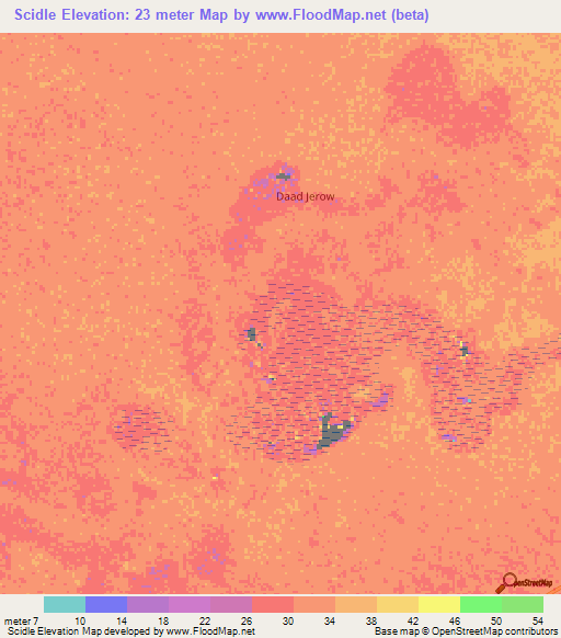 Scidle,Somalia Elevation Map