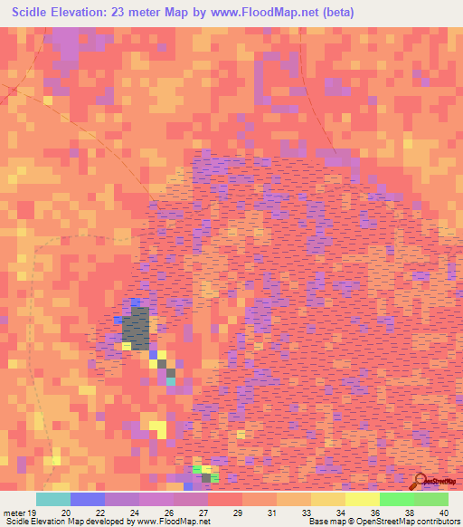 Scidle,Somalia Elevation Map