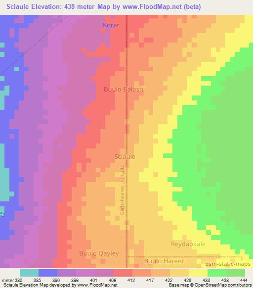 Sciaule,Somalia Elevation Map