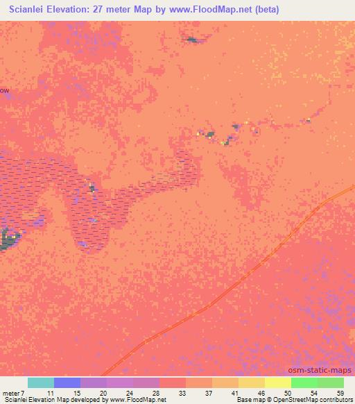Scianlei,Somalia Elevation Map