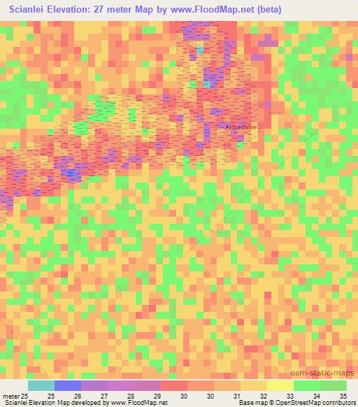 Scianlei,Somalia Elevation Map
