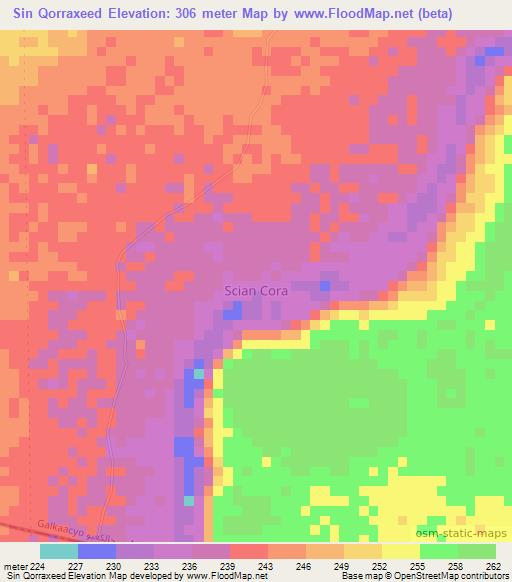 Sin Qorraxeed,Somalia Elevation Map