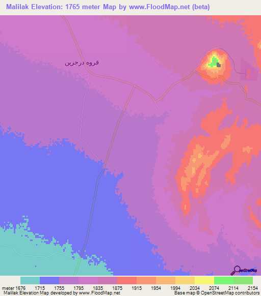Malilak,Iran Elevation Map