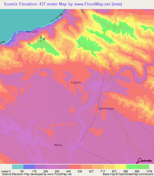 Scemiz,Somalia Elevation Map