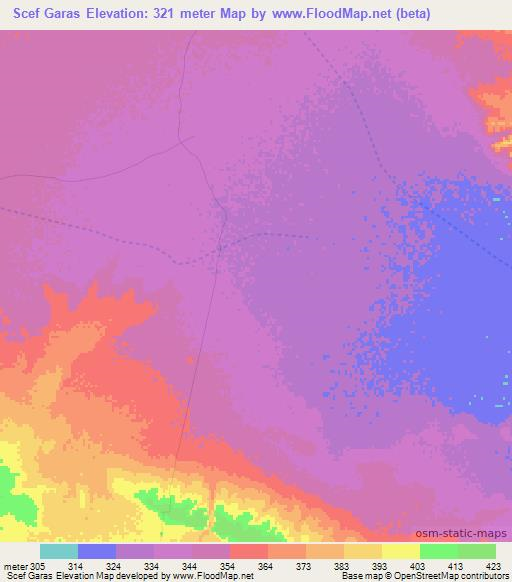 Scef Garas,Somalia Elevation Map