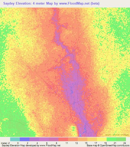 Saydey,Somalia Elevation Map