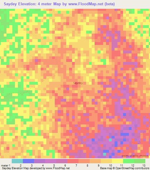Saydey,Somalia Elevation Map