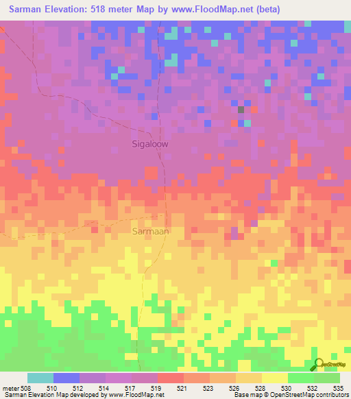Sarman,Somalia Elevation Map