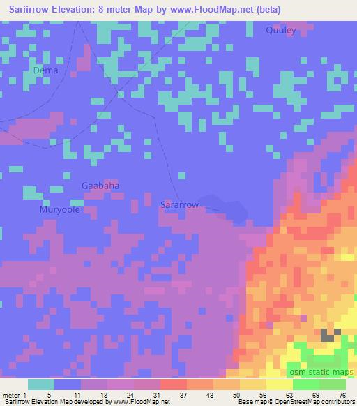 Sariirrow,Somalia Elevation Map