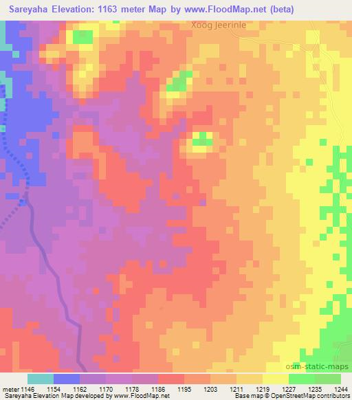 Sareyaha,Somalia Elevation Map