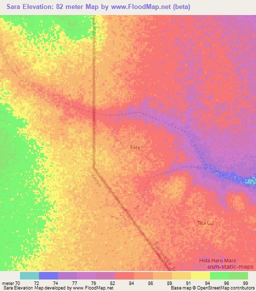 Sara,Somalia Elevation Map