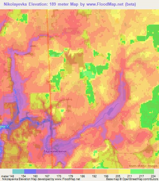 Nikolayevka,Belarus Elevation Map