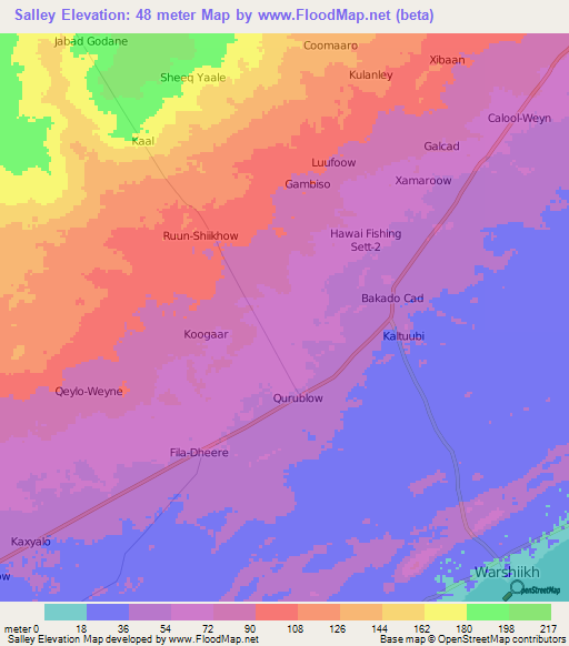 Salley,Somalia Elevation Map