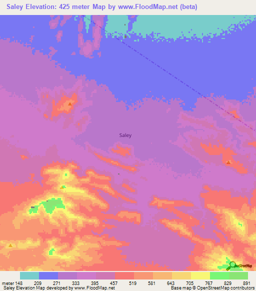 Saley,Somalia Elevation Map