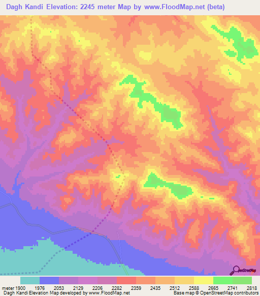 Dagh Kandi,Iran Elevation Map