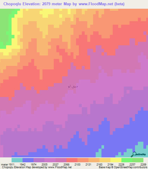 Chopoqlu,Iran Elevation Map