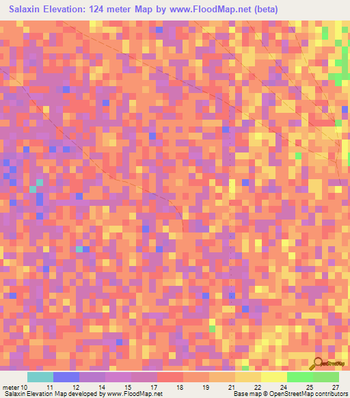 Salaxin,Somalia Elevation Map