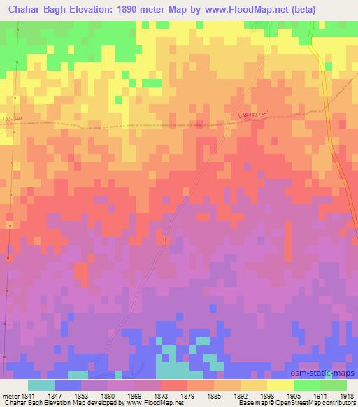 Chahar Bagh,Iran Elevation Map