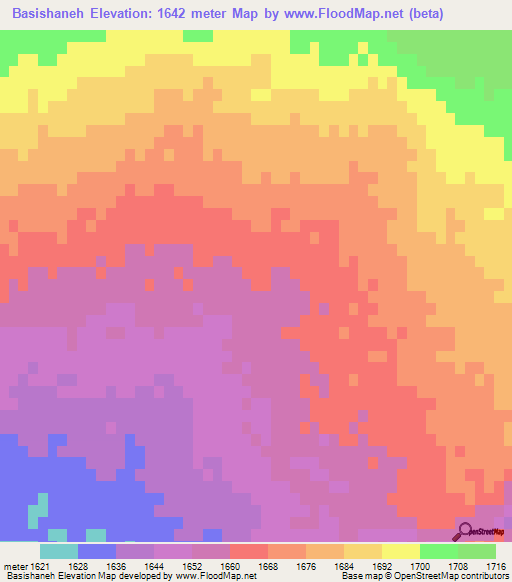 Basishaneh,Iran Elevation Map
