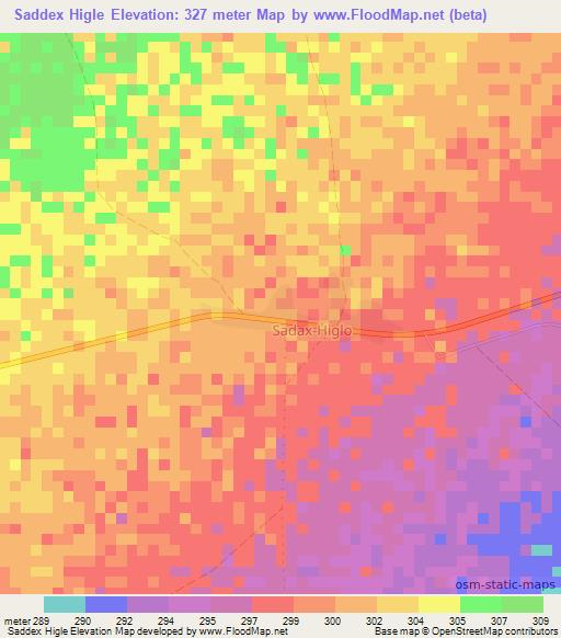 Saddex Higle,Somalia Elevation Map
