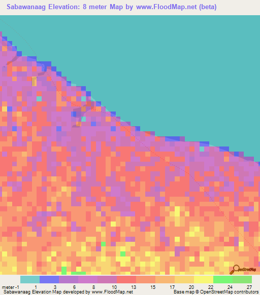 Sabawanaag,Somalia Elevation Map