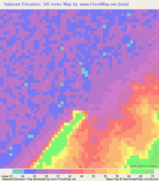 Sabacad,Somalia Elevation Map