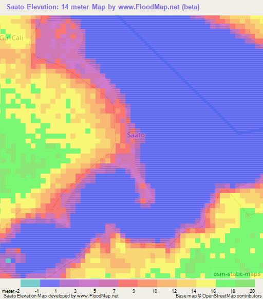 Saato,Somalia Elevation Map