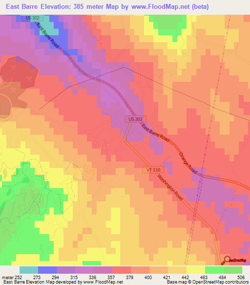 East Barre,US Elevation Map