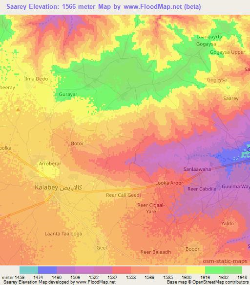 Saarey,Somalia Elevation Map