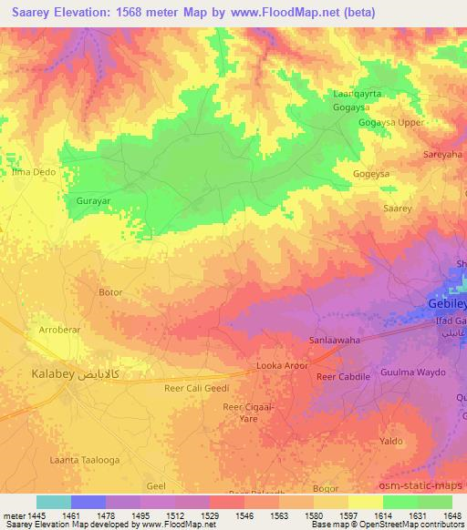 Saarey,Somalia Elevation Map