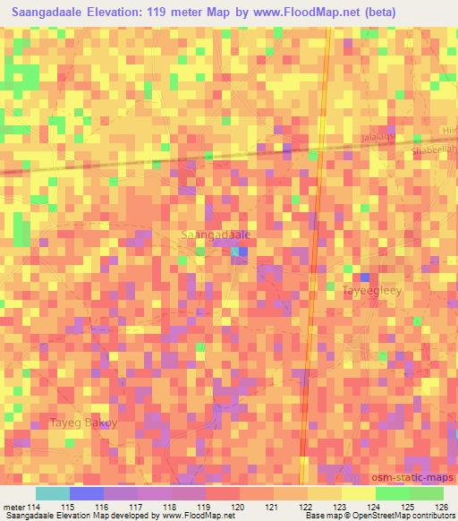Saangadaale,Somalia Elevation Map