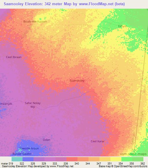 Saamooley,Somalia Elevation Map